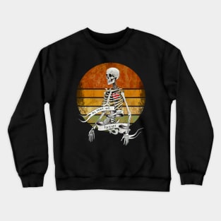 Human skeleton, gothic, red heart beat for ever, sunset vintage, cool, anatomy art Crewneck Sweatshirt